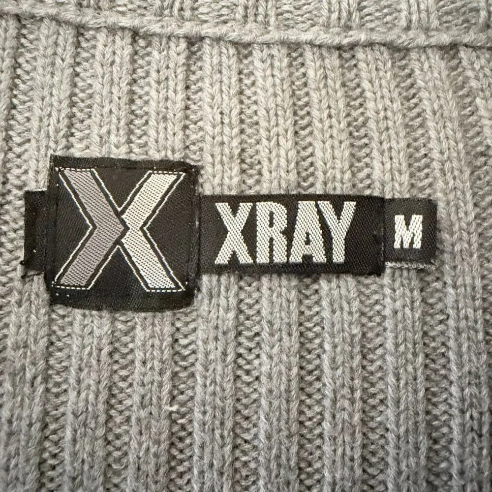 XRay Mens Gray Full Zip Warm Knit Mock Sweater SZ M #2534